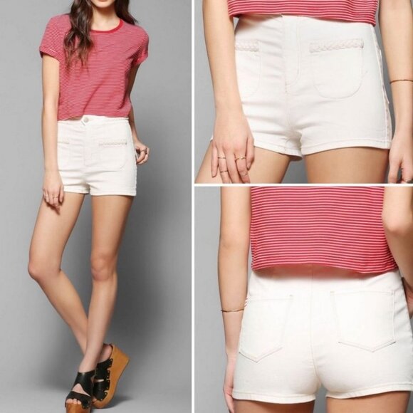 Urban Outfitters BDG Braided Pocket Pinup Shorts Size 26 High Rise Bohemian Boho - Picture 1 of 9